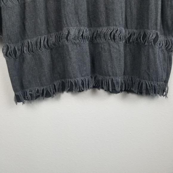 Zara Dark Grey Goth Witchcore Destroyed Distressed Long Sleeve Tee Size Small - Picture 5 of 12